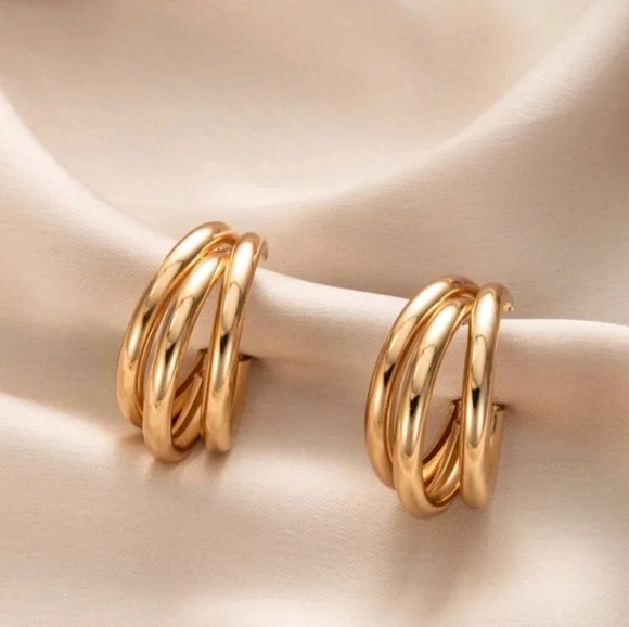 Gold Plated Hoop Earrings - Picture 2 of 7